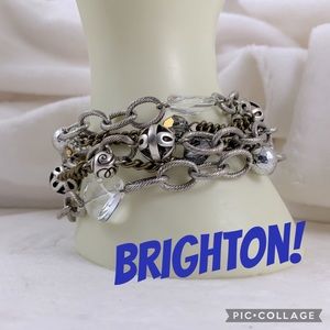 BRIGHTON FIVE STRAND BEADED SILVER TONE BRACELET 8.5”